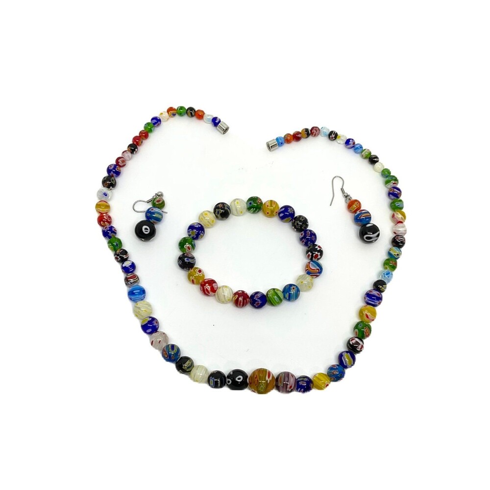 Multi Color Murano Glass Necklace, Earrings & Bracelet Set - Picture 3 of 6